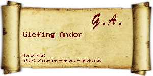 Giefing Andor névjegykártya